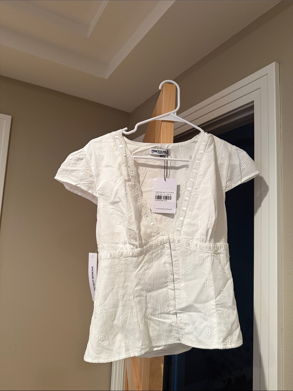 Princess Polly White Eyelet Peplum Blouse